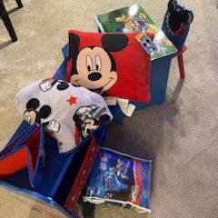 Mickey Mouse Table/Chair Desk/Toy Organizer/New Bedding And pillow 