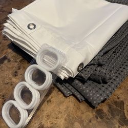 New shower curtain with liner and rings