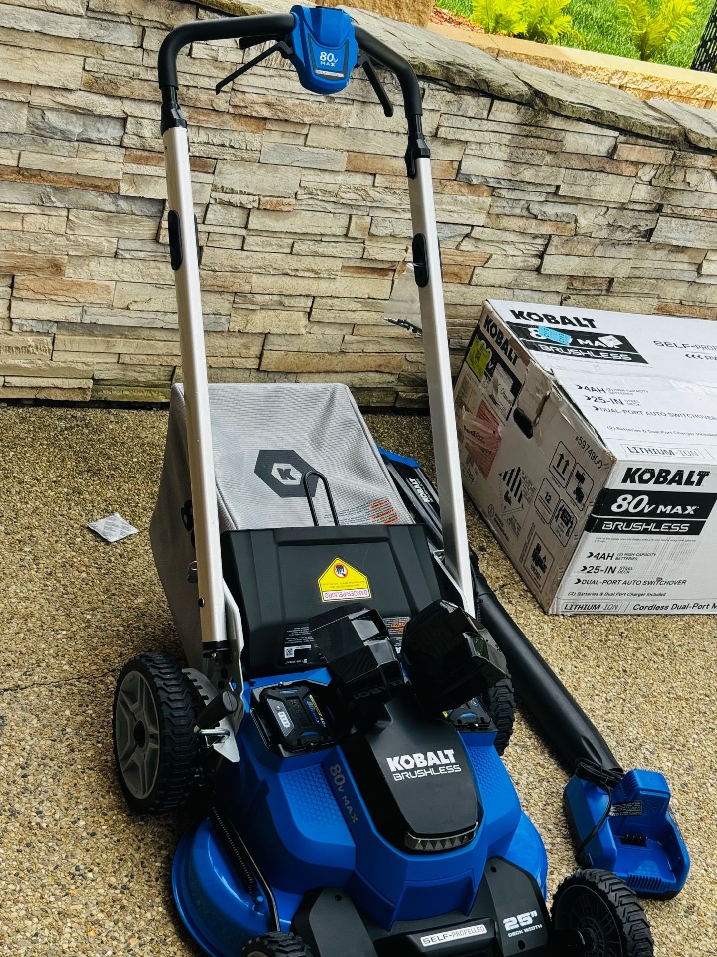 Kobalt 80-volt, 25-in Self Propelled mower and Blower Battery Walk Mower with (2) 4 Ah Battery & Charger Included