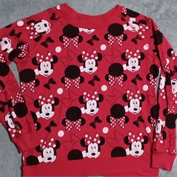 Women's Size Medium Reversible Sweatshirt Soft Disney Minnie Mouse Shirt Long Sleeve