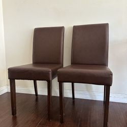 2 Brown Leather Chairs