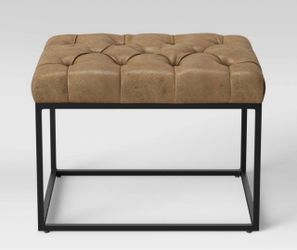 Tufted Ottoman with Black Metal Base