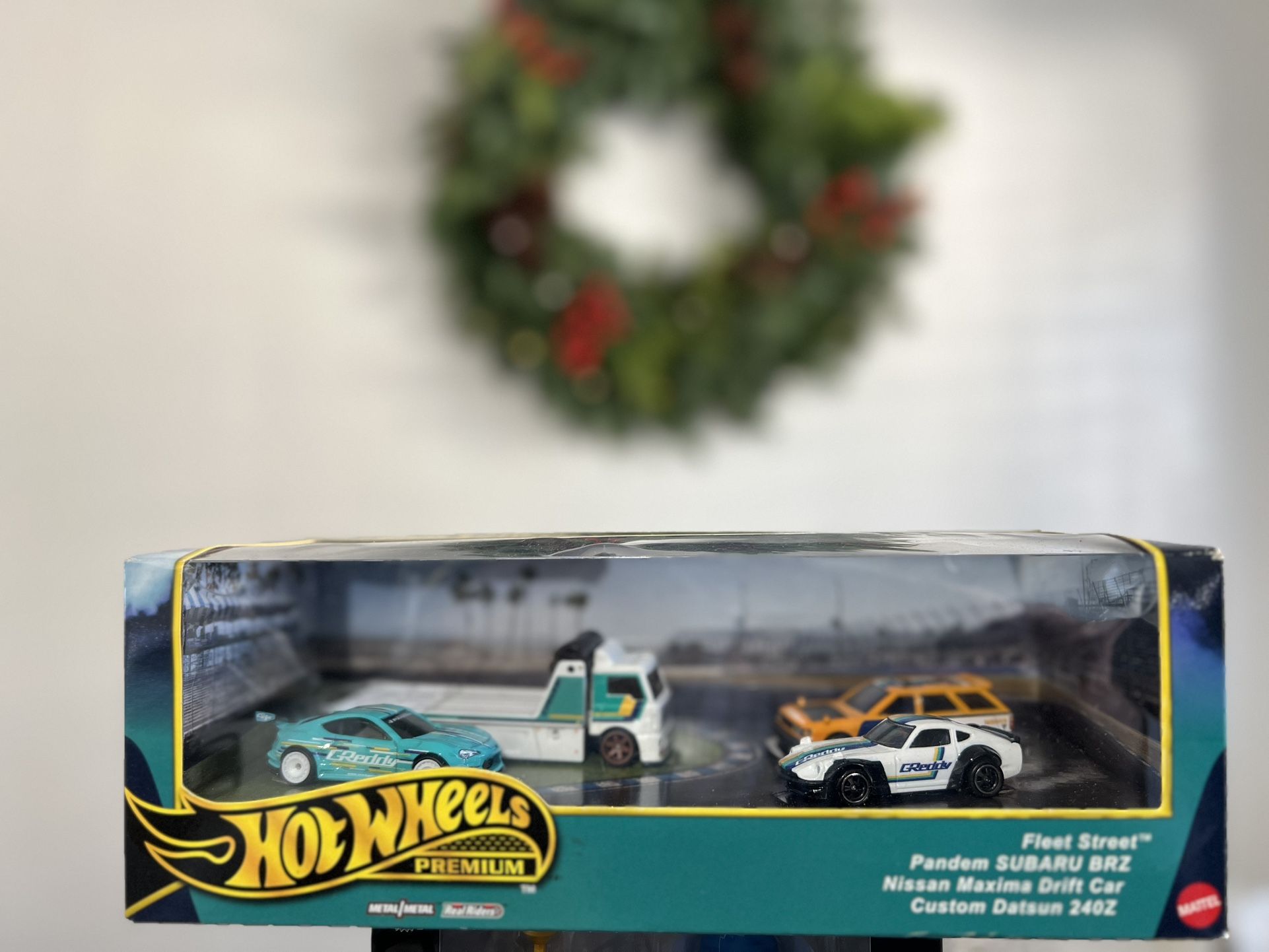 Hot Wheels Premium Fleet Street,” Greddy” Pandem Subaru BRZ, Nissan Maxima Drift Car & Custom Datsun 240Z Die Cast Car 4-Pack