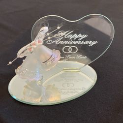 Happy Anniversary - True love lasts Forever Glass Baron Figurine