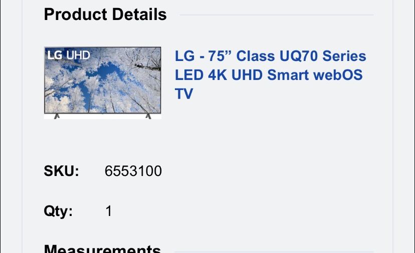 LG 75” Smart TV WITH WALL MOUNT