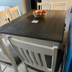 Counter Height Dining Table and 6 Barstools