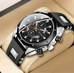 Stylish High-End Men's Quartz Wrist Watch W/Date Display & Metal accents