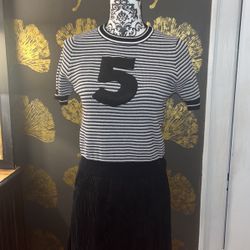 No. 5 Sweater With Chiffon Pleaded Skirt