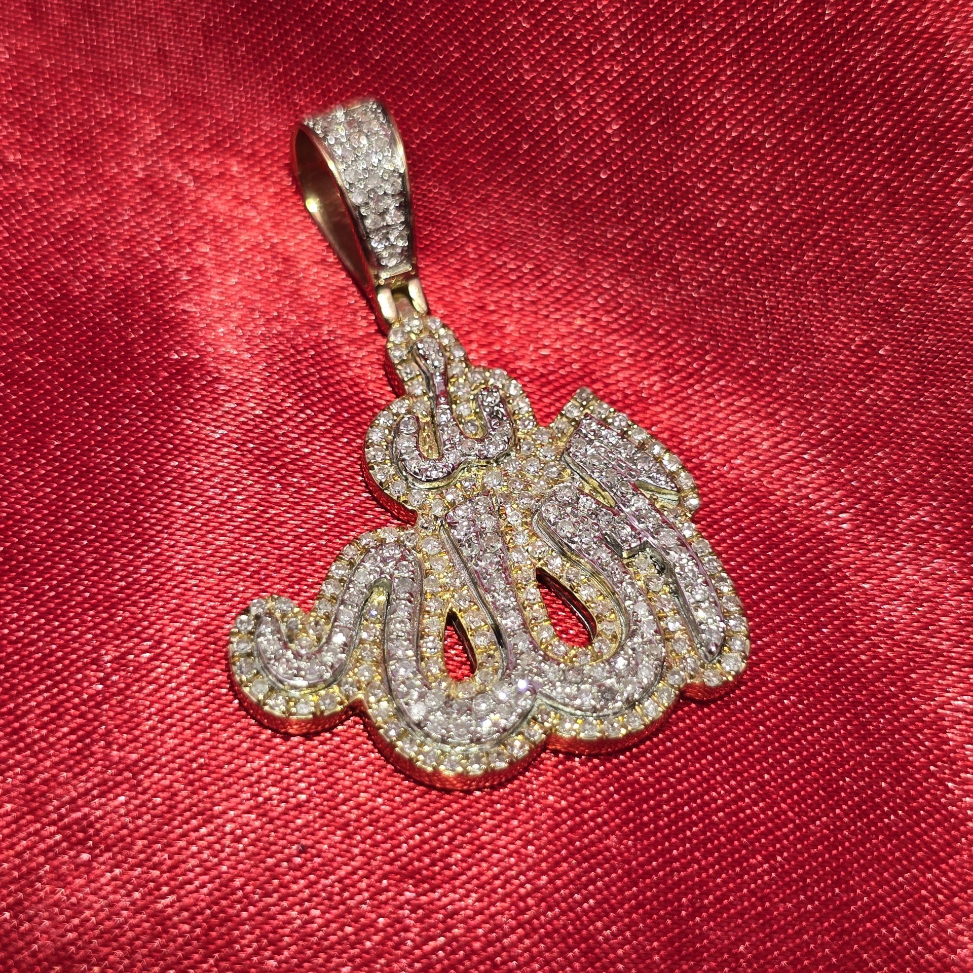 10k Yellow Gold Diamond Allah Pendant 0.75ctw.