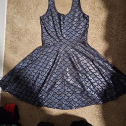 Black Scale Mermaid Skater Dress