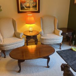 2 Chairs, 2 End Tables & Coffee Table
