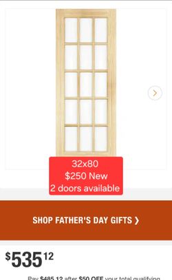 ✨️ Frameport 32 in. x 80 in. French Solid Wood 15-Lite Clear Glass Pine Wood Interior Door Slab #7275
