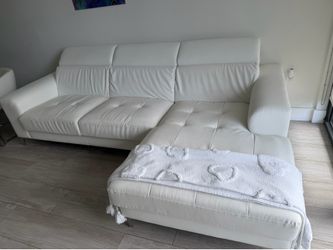 For Sale: White Leather Sectional Sofa