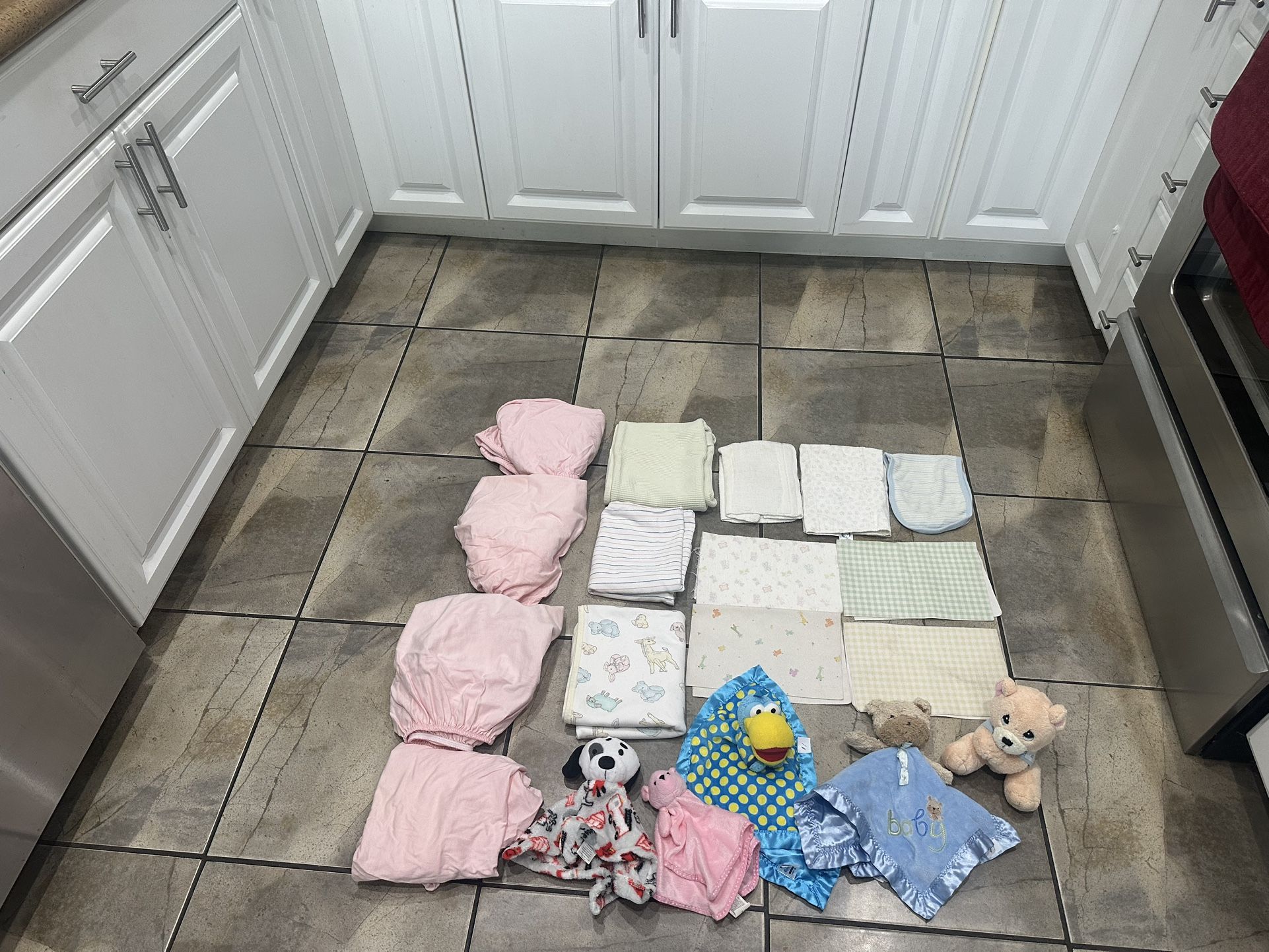 Baby Bedding and Lovey’s( Price in Description)