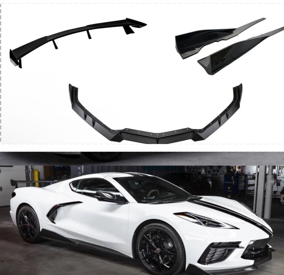 For 2020-2025 Corvette C8 ›Full Body Kits ( side skirts, front lip, & spoiler)