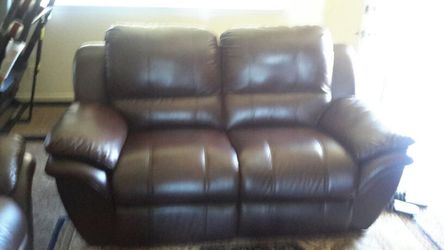 Five seater recliner leather sofa