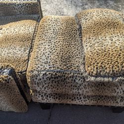 Funky Cheetah Print Chair With Ottoman And Pillow
