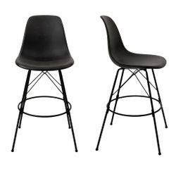 Modern Plastic Bar Stool with Metal Base