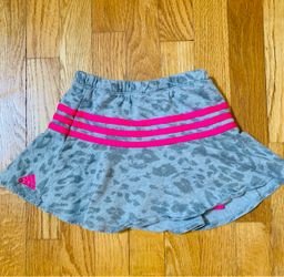 Adidas Girls Size 6 Skort Tennis Athletic Shorts / Skirt Gray & Hot Pink EUC