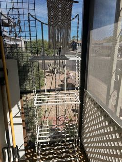 White Metal 3-Tier Plant Stand