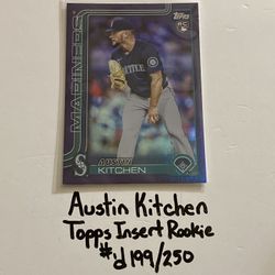 Austin Kitchen Seattle Mariners Pitcher Topps Short Print Insert Rookie Card. #’d 199/250. 