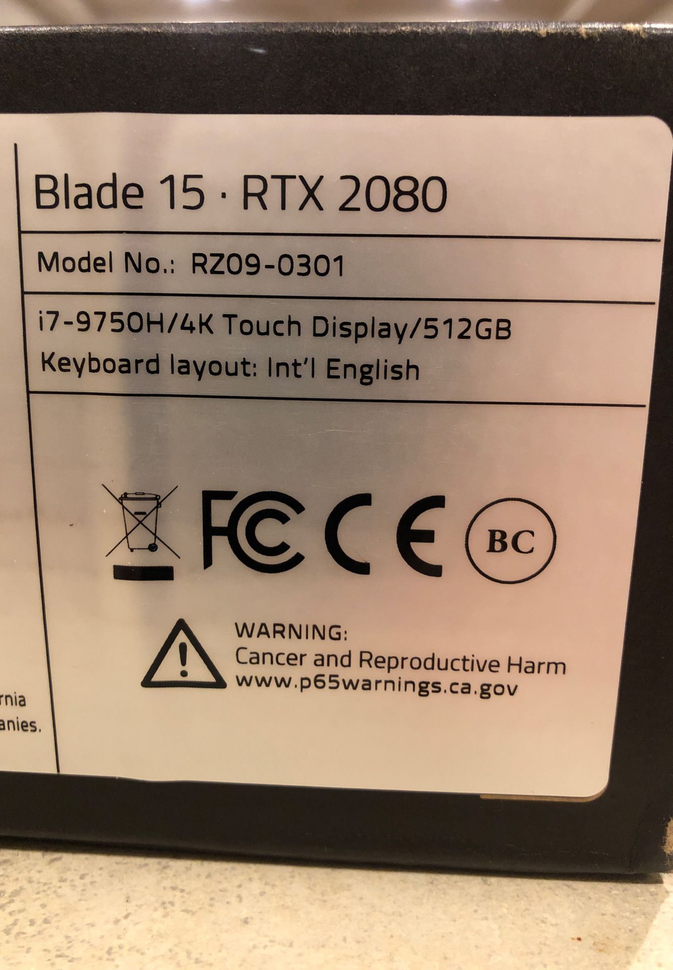 Razer Blade 15 - 15.6 OLED 4K RTX 2080 Max-Q Gaming Laptop