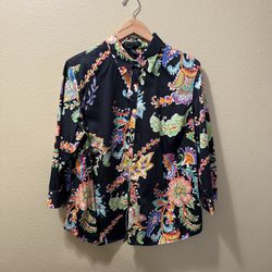 Women’s 2X Lauren Ralph Lauren Beautiful Black Multicolor Floral Paisley Blouse