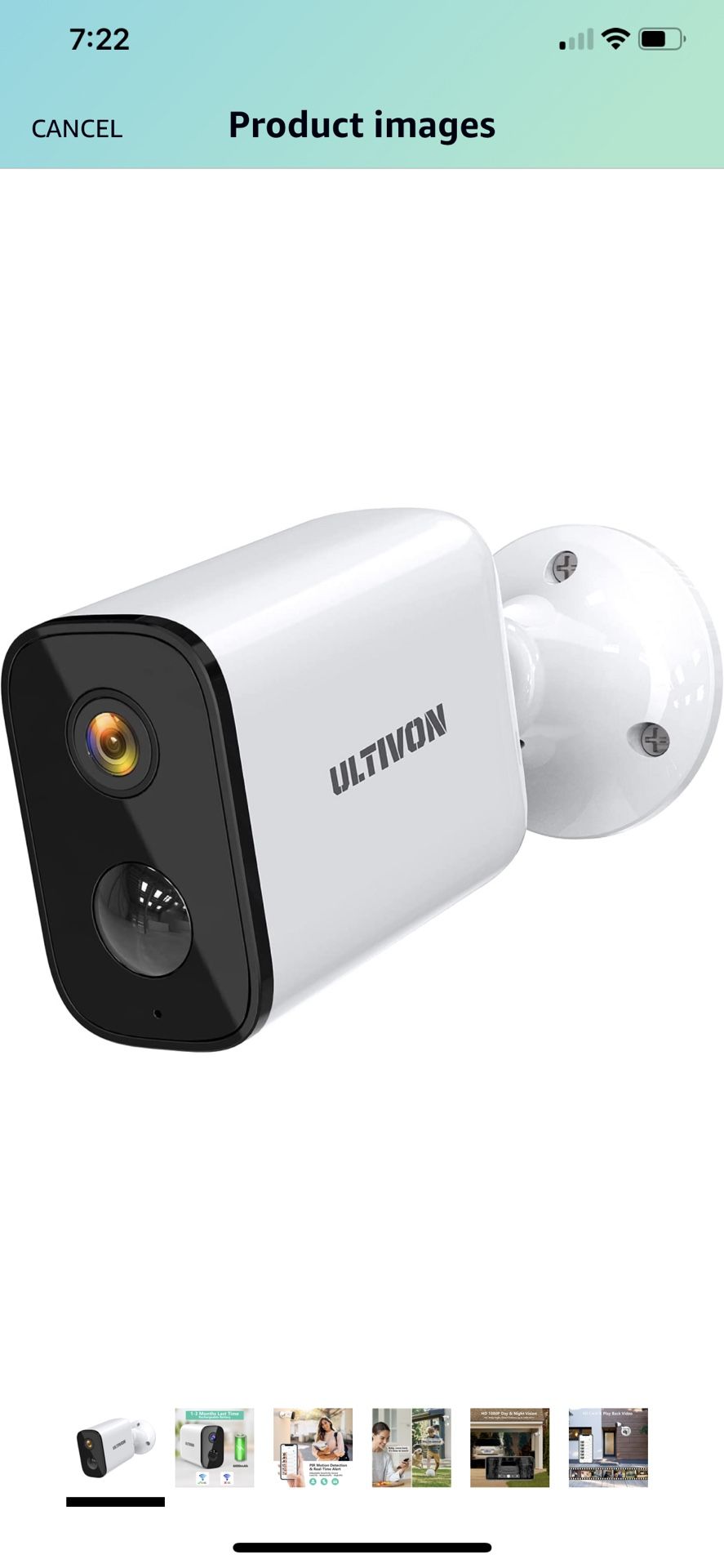 Security Camera Outdoor, Ultivon 1080P Wireless Camera Rechargable Battery Powered, IP65 Weatherproof Outdoor Camera with Motion Detection, 32FT Night
