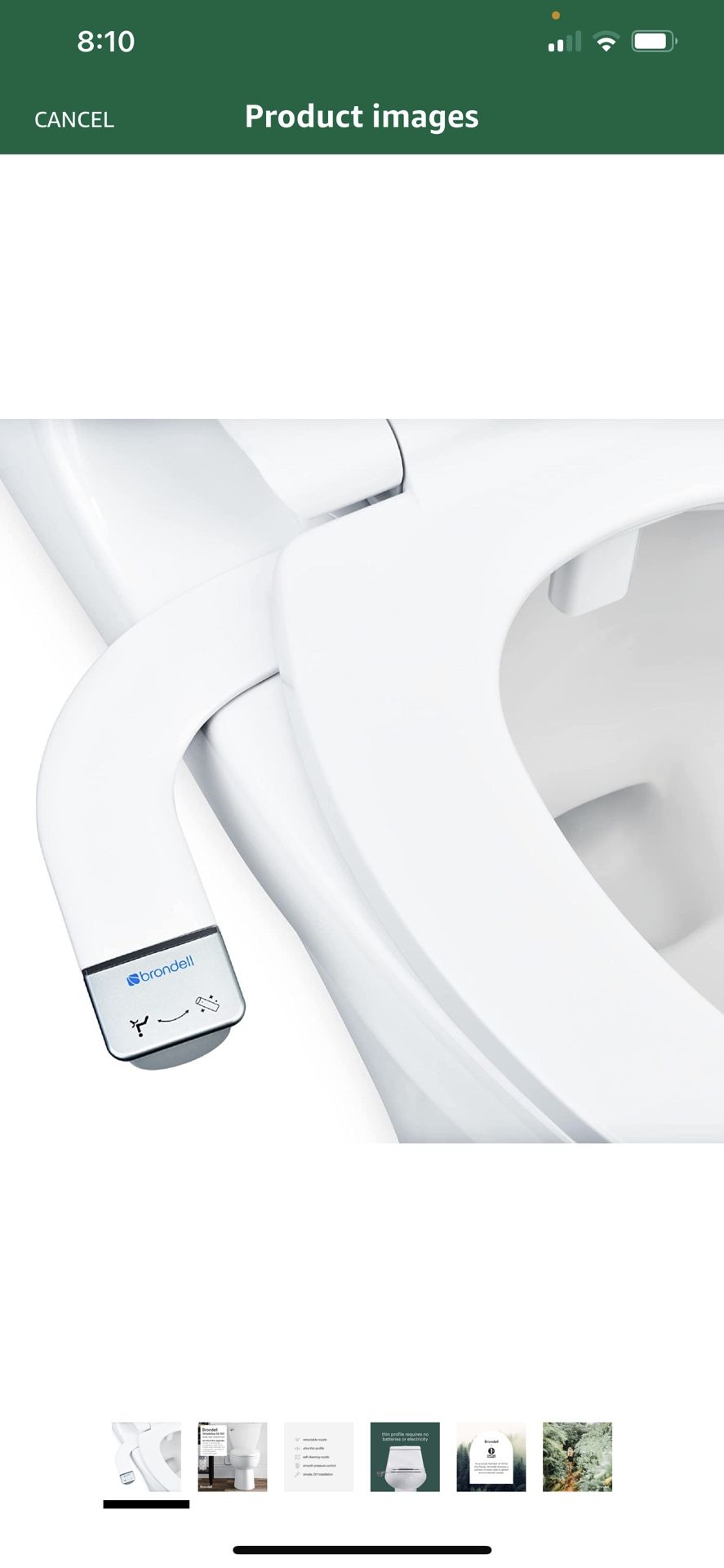 Brondell Bidet - Thinline SimpleSpa SS-150 Fresh Water Spray Non-Electric Bidet Toilet Attachment in White with Self Cleaning Nozzle