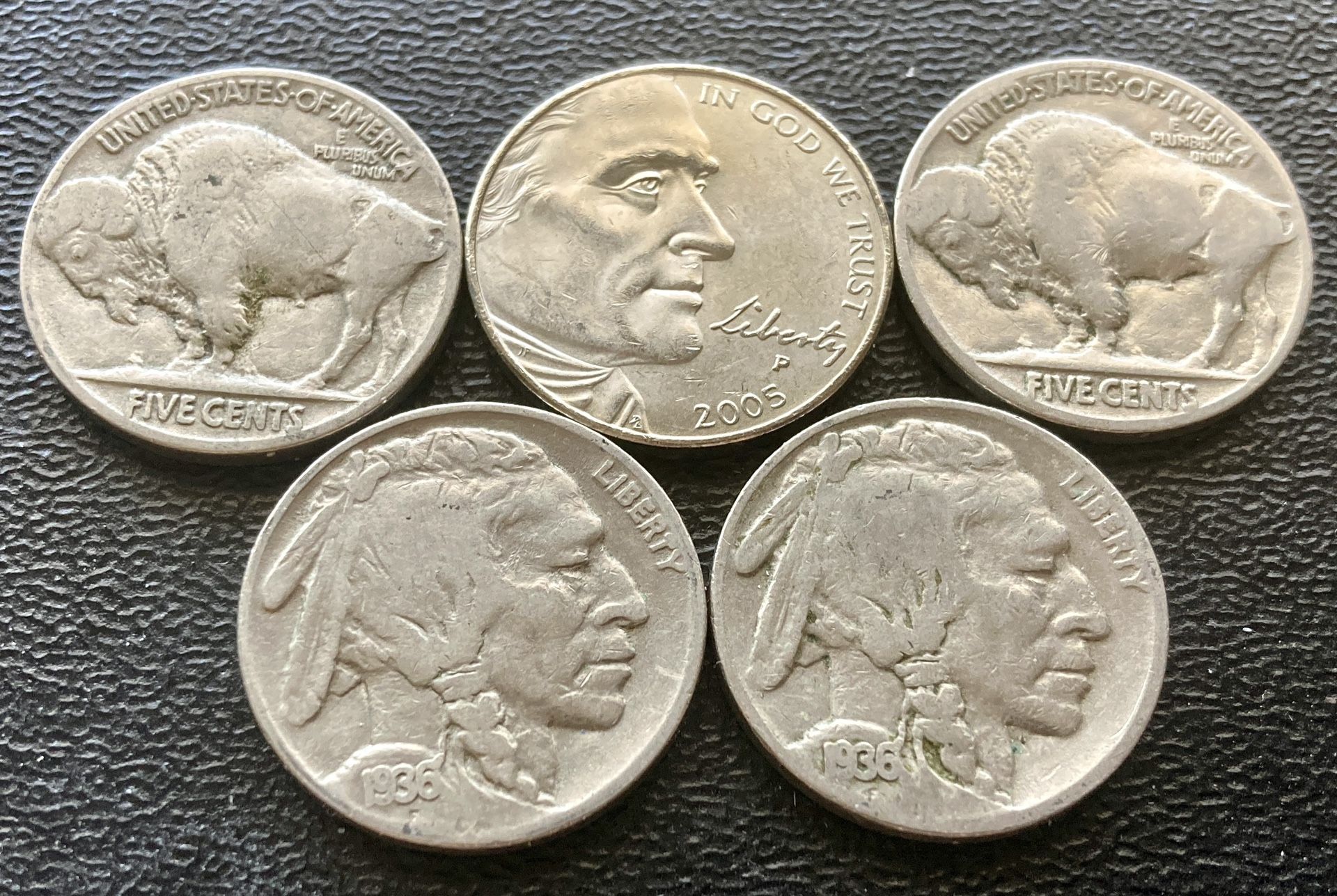 4 Vintage 1930s 1920s Indian Head Buffalo Nickels Rare Coins HTF BONUS