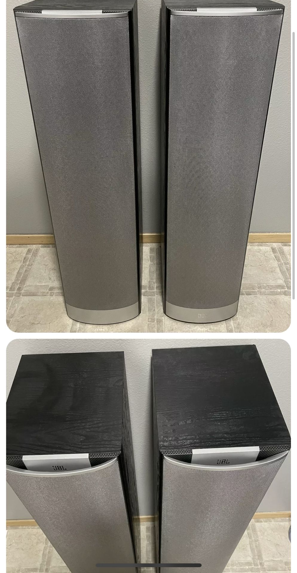 JBL Venue Series Stage Speakers 12” Length 9” Width 34” Height Great Sound! J BALCONY BOOKSHELF / WALLMOUNT 2 WAY SPEAKERS and Voice Center Speaker Co