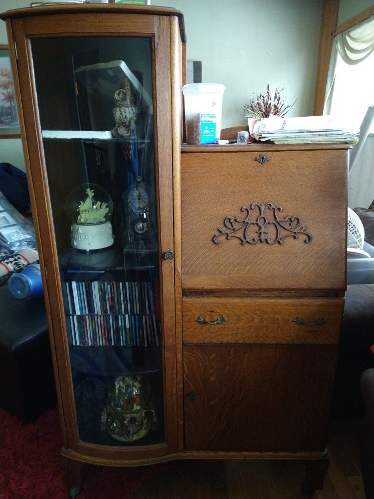 Antique Curio And Desk