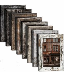 BRAND NEW IN BOX 4x6 Picture Frames Set of 8, Vintage Rustic Farmhouse Industrial Style Photo Frames