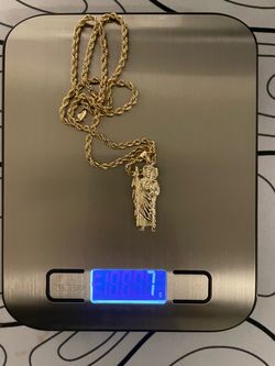 10k rope chain and 10k San Judas pendant
