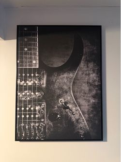 Framed Electric Guitar Black & White Print