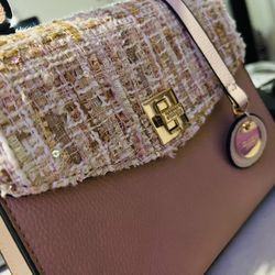 Dune London Blush Pink Tweed Boucle Crossbody Handbag Quiet Luxury