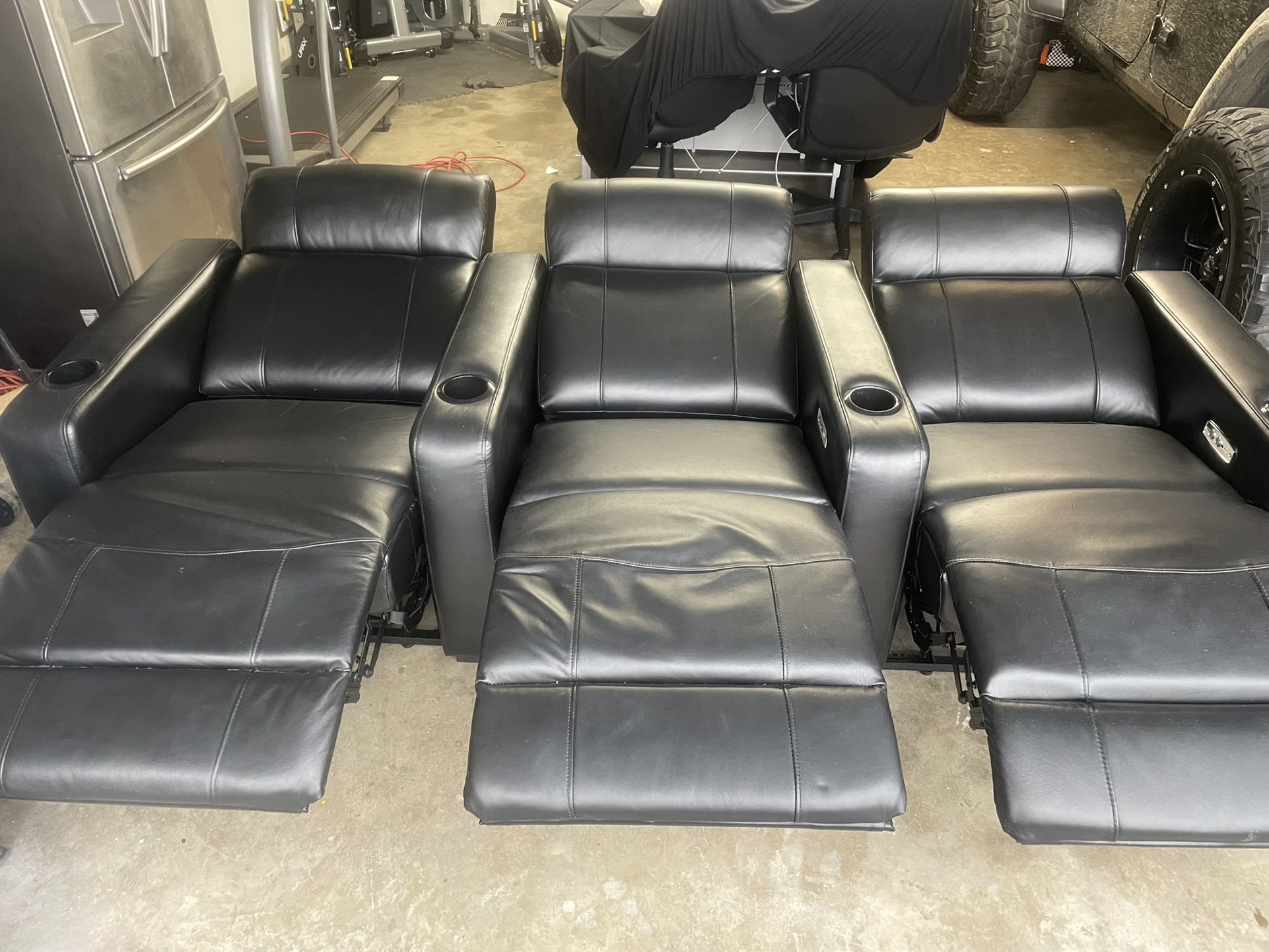 Electric Reclining Leather Movie Lounger Seats Home Theater Seats for