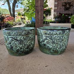 Green Hummingbird Clay Pots . (Planters) Plants, Pottery, Talavera $55 cada una.