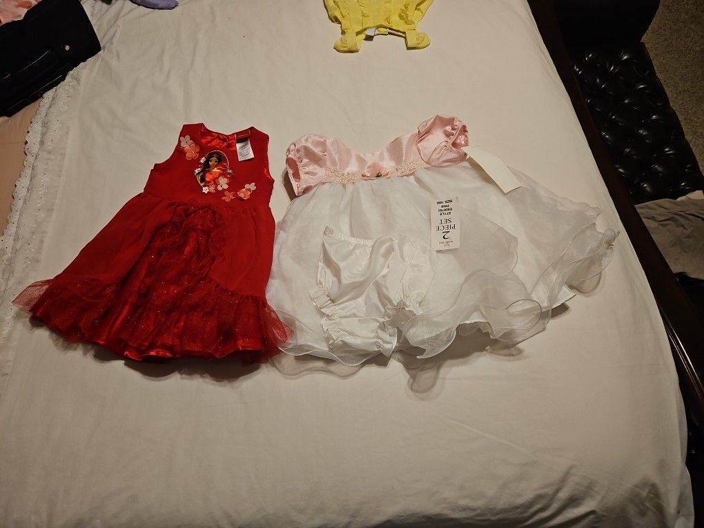 Two Beatiful Kids Dresses Red 2T White Pink 18m