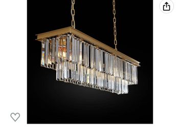 L39.4 W10.2 Gold Rectangle Modern Crystal Chandeliers Lighting Pendant Ceiling Lights Fixture Lamp for Dining Living Room