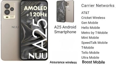 NUU A25 LTE 128GB GSM Unlocked T-Mobile/AT&T/Assurance Wireless/Mint Mobile/Lycamobile/Simple Mobile