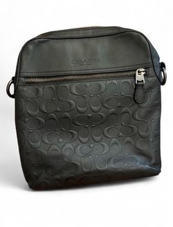 All Black Leather Coach Cross Bag