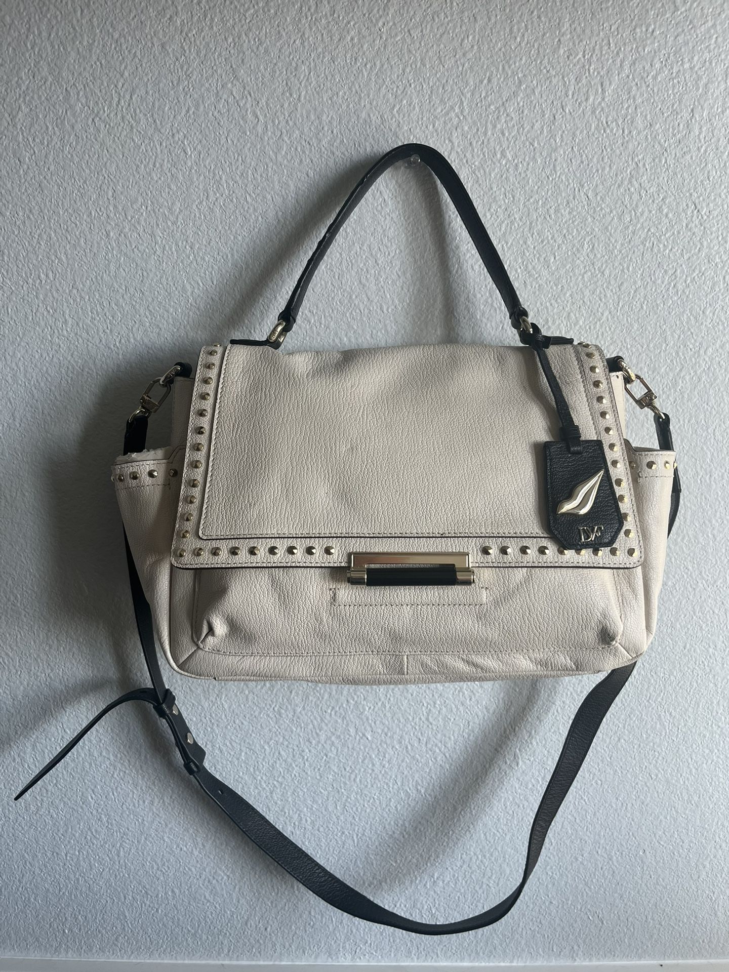 DVF Highline Courier Facet-Stud Satchel Bag