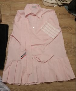Pink Pleated Shirt Dress – Preppy Style