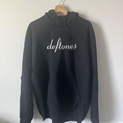 Black Grunge Y2K Deftones Embroidery Hoodie, Around the Fur, Alt Rock 