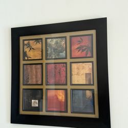 Framed Wall Art – 9 Panel Abstract – Black Frame