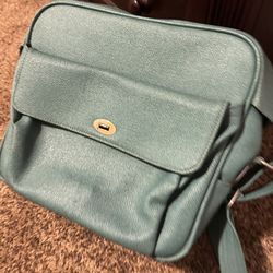 Vintage Teal Textured Samsonite Crossbody Bag