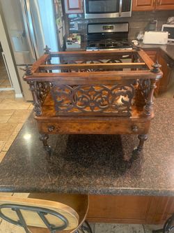 Antique Victorian Burr maple Canterbury - magazine rack(Circa 1860)