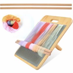 Blending Board for Wool - Drum Carder with 1 Wool Brush & 2 Dowels for Spinning Fiber Preparation