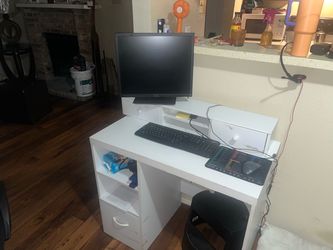Monitor, keyboard, headset